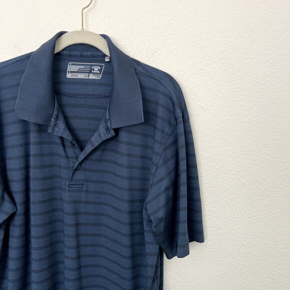 [Cutter & Buck] Blue Striped Luxe Short Sleeve Golf Polo Shirt Men's Sz Large L - Picture 5 of 9